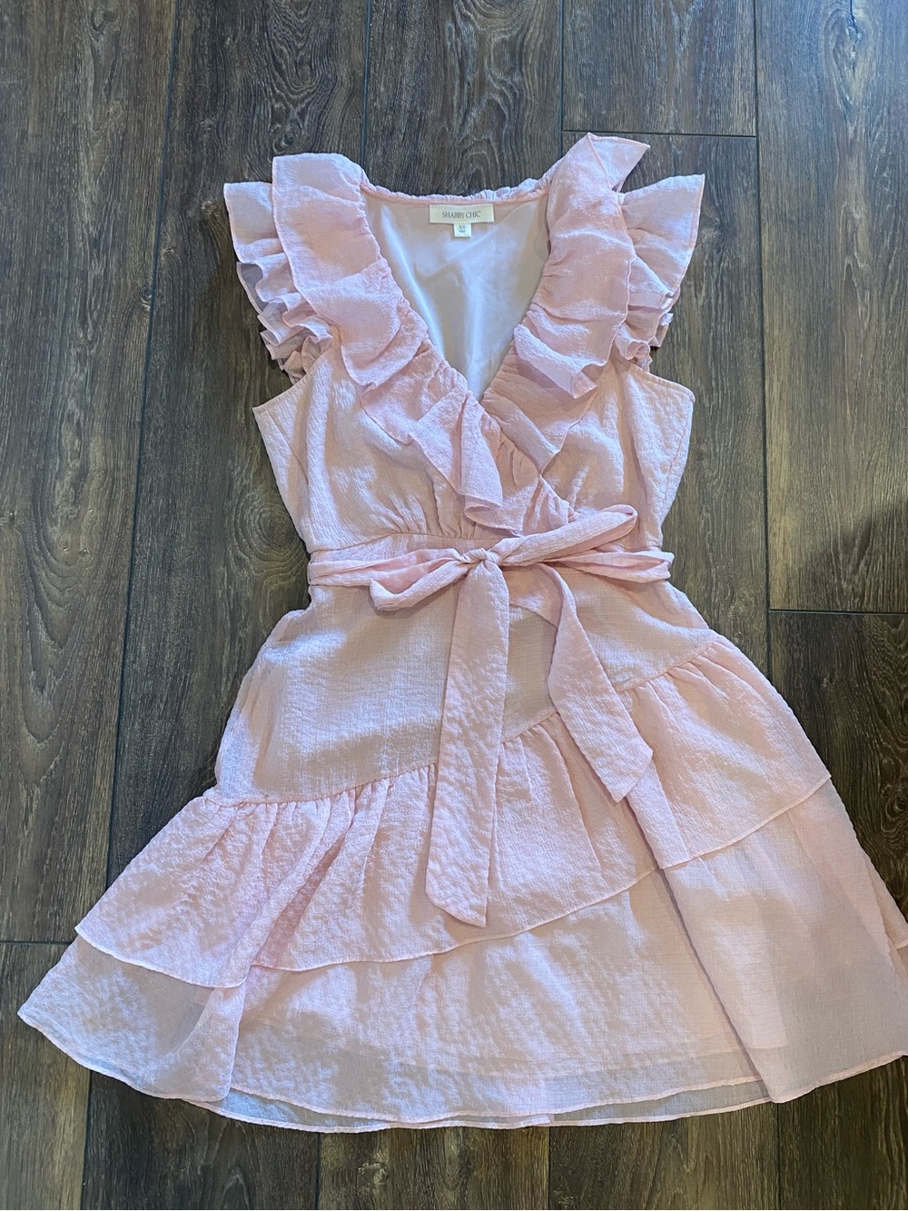 Shabby Chic Pink Ruffle Wrap Dress
